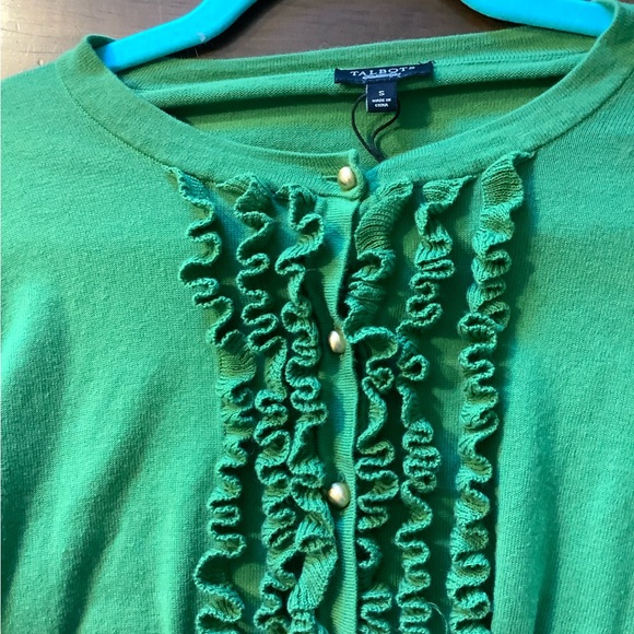 Talbots Green Ruffle Cardigan - Picture 6 of 6